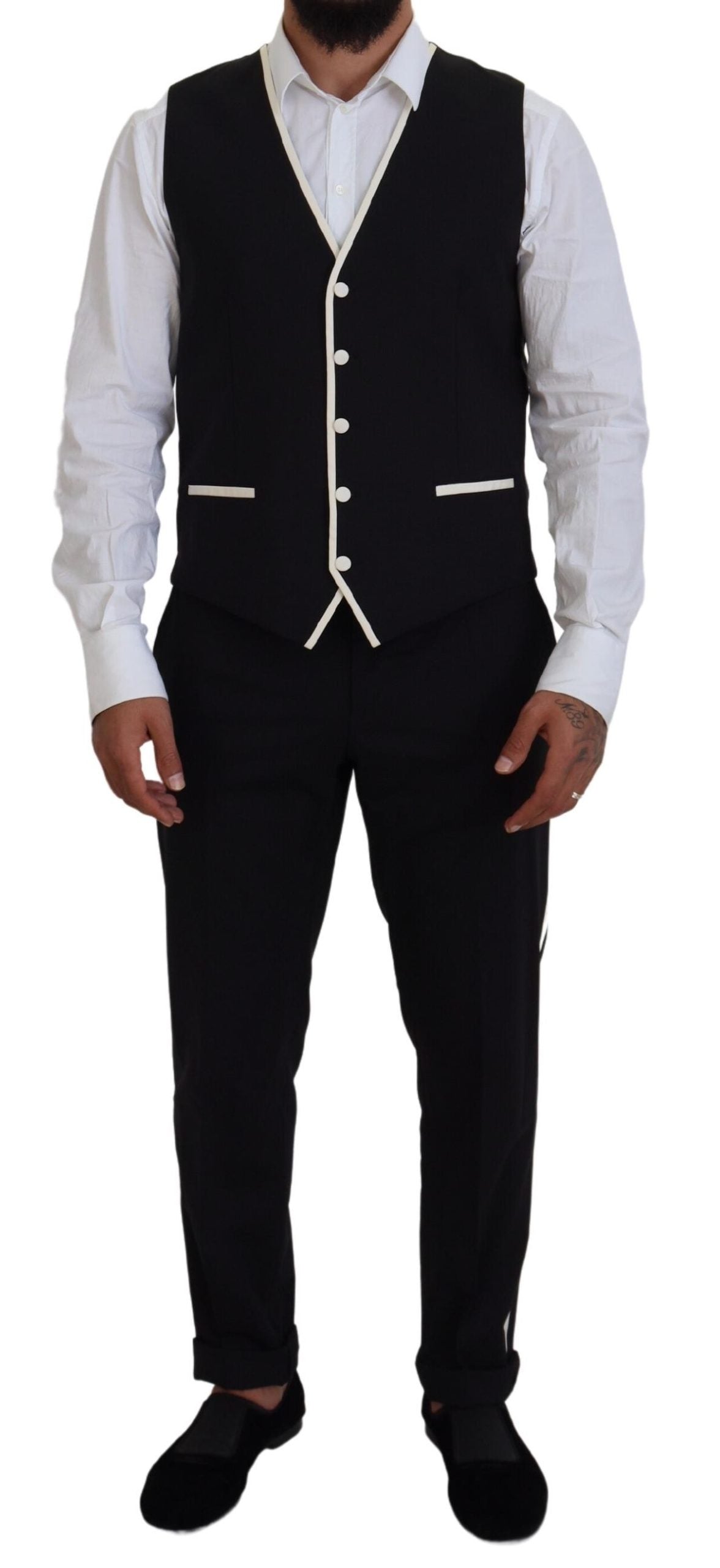 Costume trois pièces slim noir et blanc élégant Dolce &amp; Gabbana