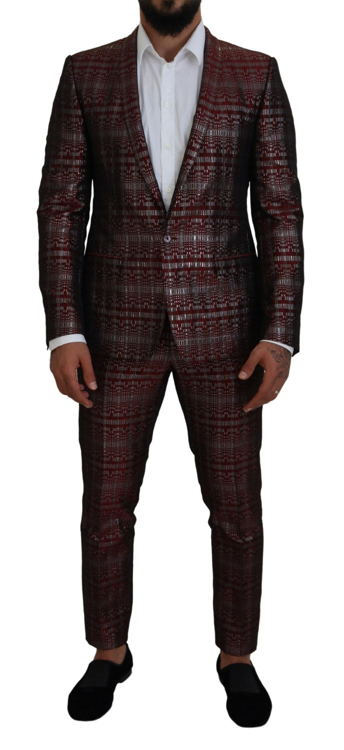 Costume deux pièces slim fit bordeaux fantaisie Dolce &amp; Gabbana