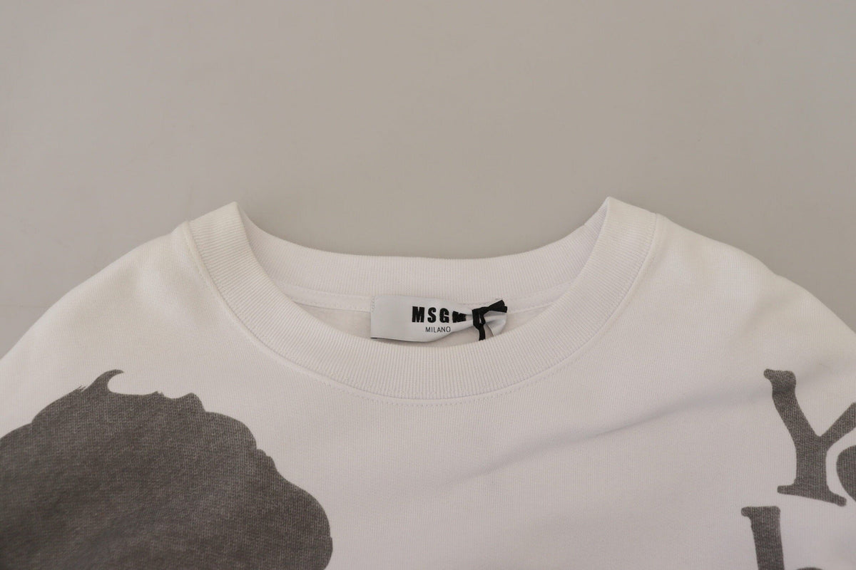 Pull ras du cou en coton blanc élégant MSGM