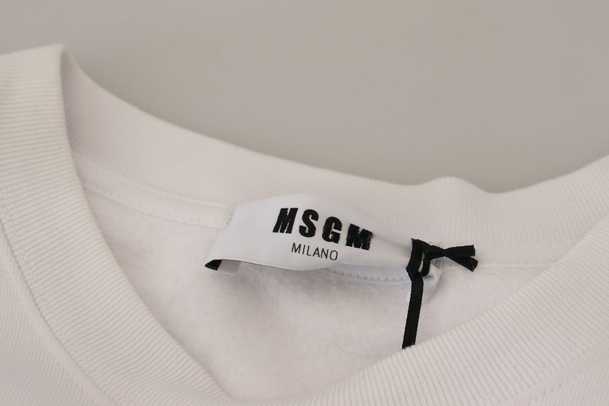 Suéter elegante de algodón con cuello redondo blanco de MSGM