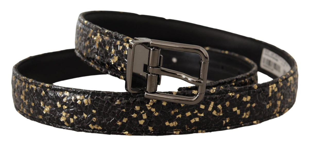 Ceinture élégante en cuir italien Dolce &amp; Gabbana avec détail couronne