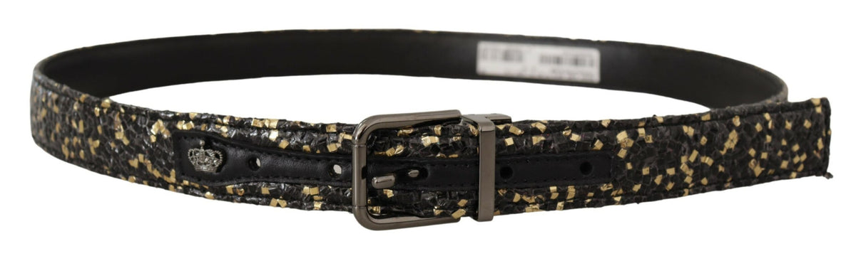 Ceinture élégante en cuir italien Dolce &amp; Gabbana avec détail couronne