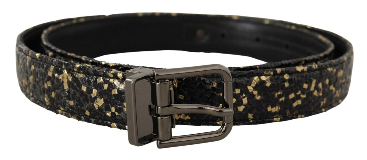 Ceinture élégante en cuir italien Dolce &amp; Gabbana avec détail couronne