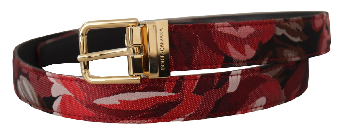 Ceinture en cuir multicolore rouge Dolce &amp; Gabbana avec boucle dorée