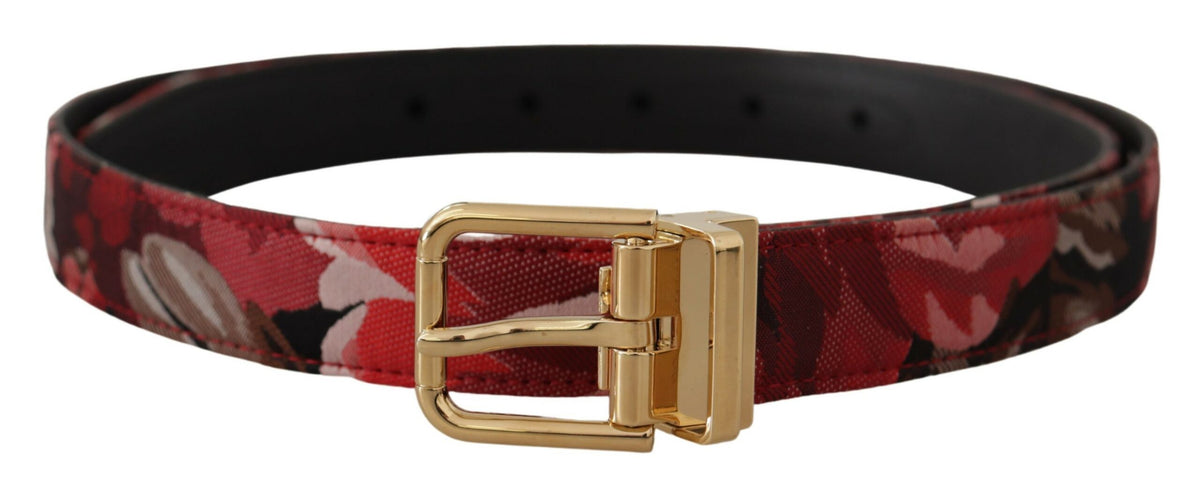 Ceinture en cuir multicolore rouge Dolce &amp; Gabbana avec boucle dorée