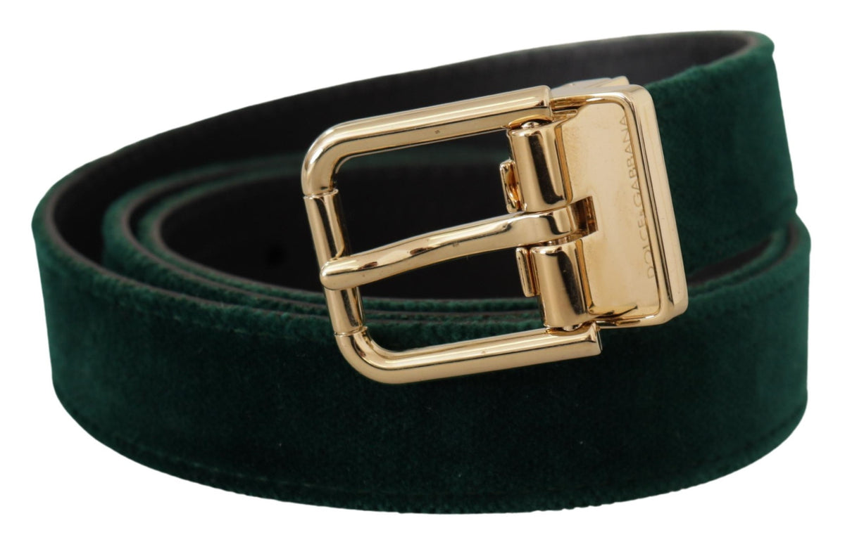 Ceinture design en velours émeraude Dolce &amp; Gabbana avec boucle dorée