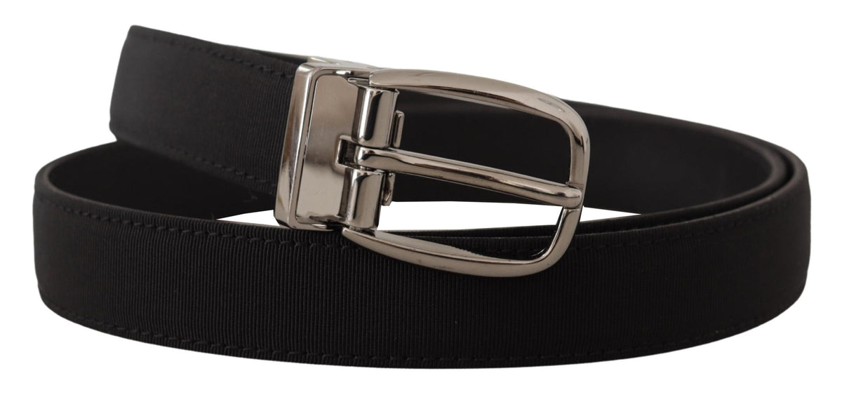 Ceinture élégante en cuir gros-grain Dolce &amp; Gabbana avec boucle argentée