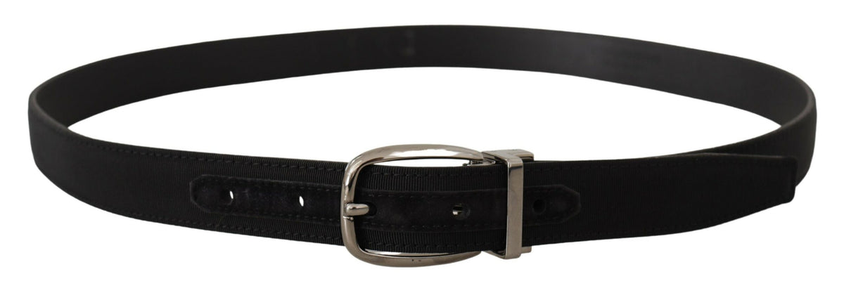 Ceinture élégante en cuir gros-grain Dolce &amp; Gabbana avec boucle argentée