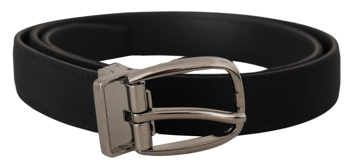 Ceinture élégante en cuir gros-grain Dolce &amp; Gabbana avec boucle argentée