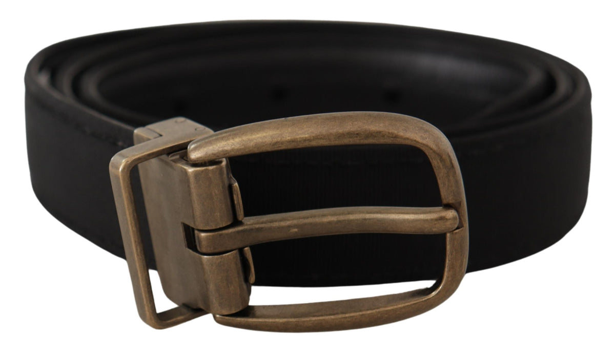 Ceinture élégante en cuir gros-grain Dolce &amp; Gabbana - Noir