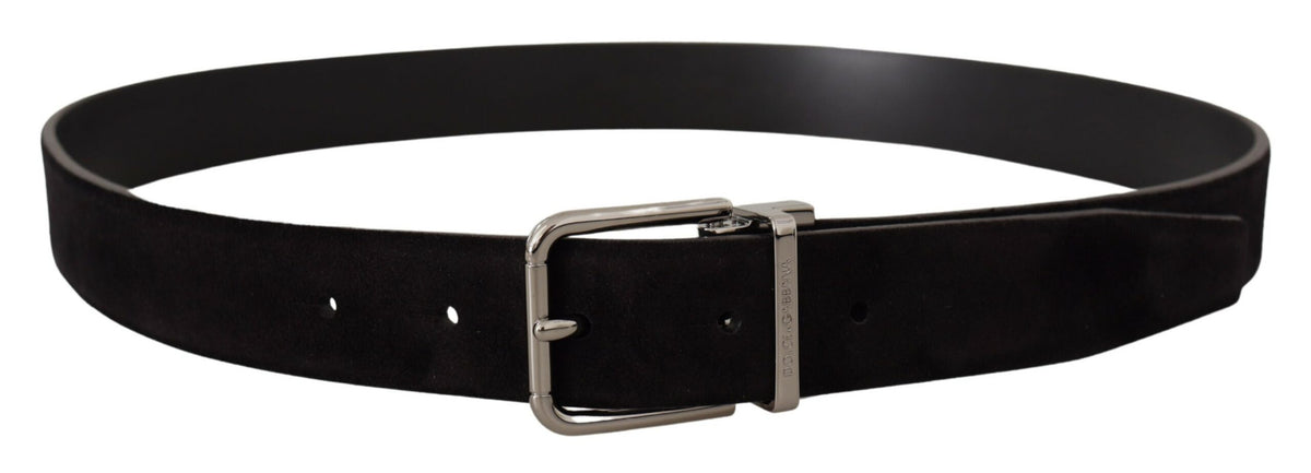 Ceinture élégante en cuir noir gros-grain Dolce &amp; Gabbana