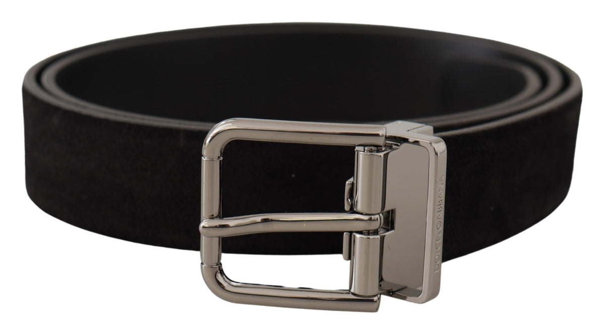 Ceinture élégante en cuir noir gros-grain Dolce &amp; Gabbana