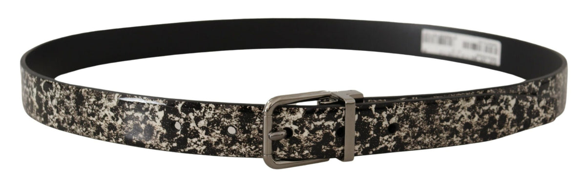 Ceinture élégante en cuir imprimé marbre noir Dolce &amp; Gabbana