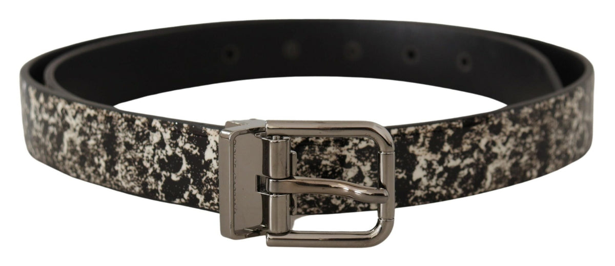 Ceinture élégante en cuir imprimé marbre noir Dolce &amp; Gabbana