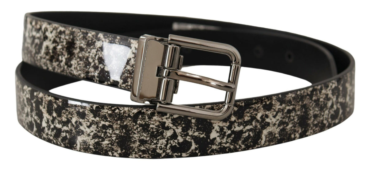 Ceinture élégante en cuir imprimé marbre noir Dolce &amp; Gabbana