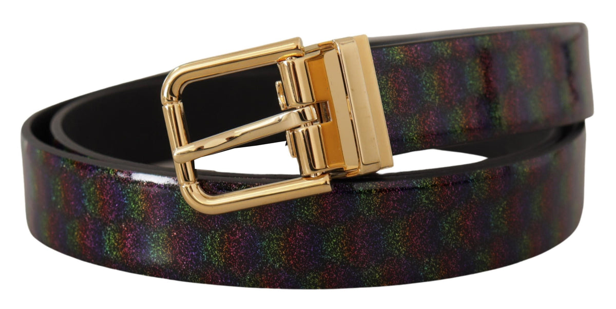 Ceinture élégante en cuir verni Dolce &amp; Gabbana avec boucle argentée