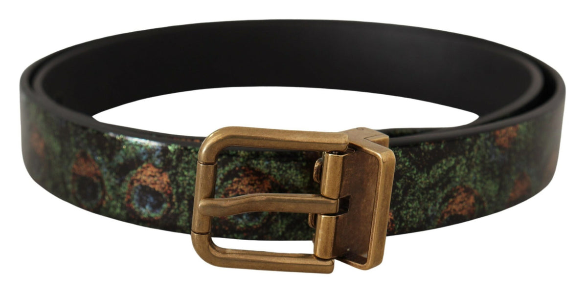 Ceinture élégante en cuir gros-grain noir Dolce &amp; Gabbana