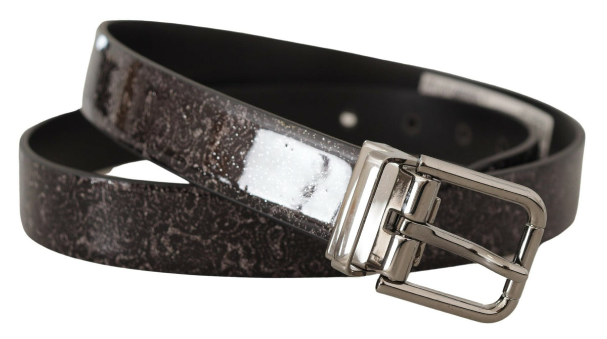 Ceinture élégante en cuir gros-grain Dolce &amp; Gabbana avec boucle en métal