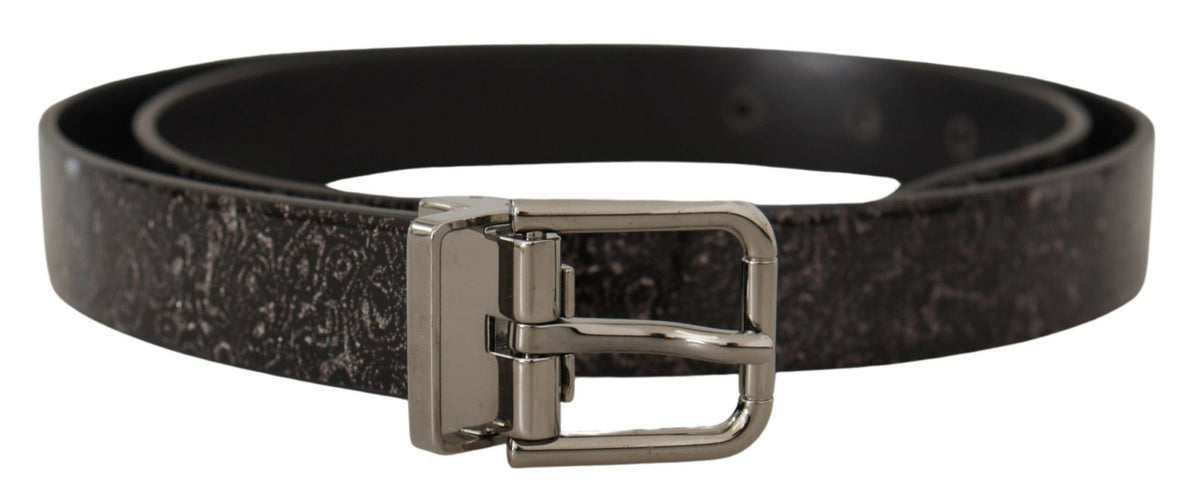 Ceinture élégante en cuir gros-grain Dolce &amp; Gabbana avec boucle en métal