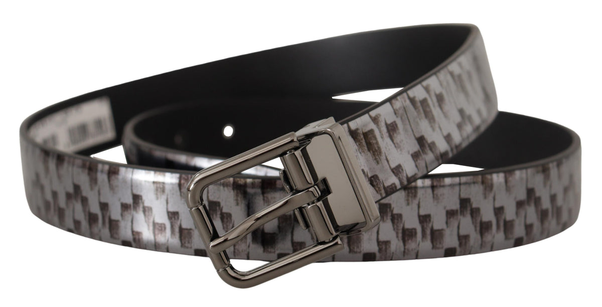 Ceinture élégante en cuir italien Dolce &amp; Gabbana en gris sophistiqué