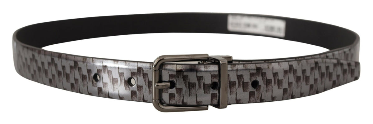 Ceinture élégante en cuir italien Dolce &amp; Gabbana en gris sophistiqué