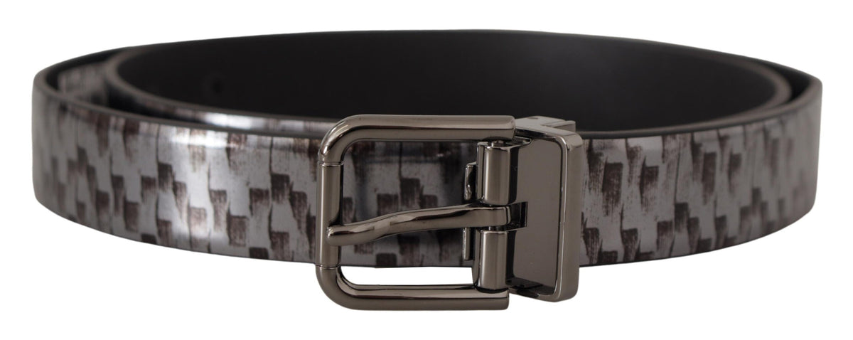 Ceinture élégante en cuir italien Dolce &amp; Gabbana en gris sophistiqué