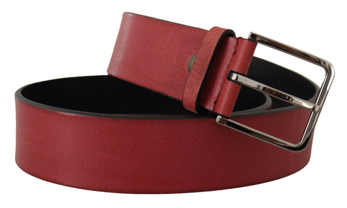 Ceinture élégante en cuir gros-grain Dolce &amp; Gabbana avec boucle argentée