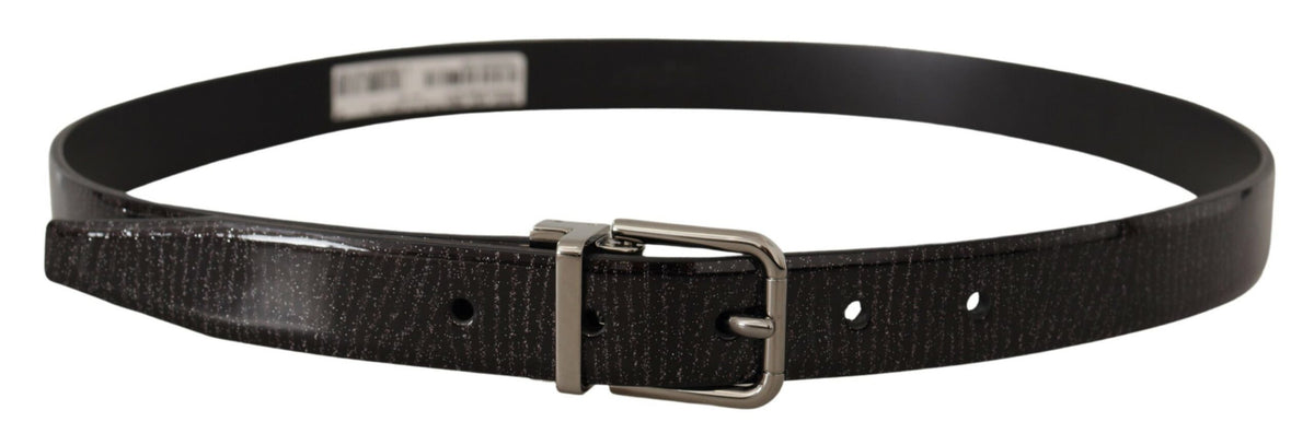 Ceinture élégante en cuir noir Dolce &amp; Gabbana avec boucle argentée