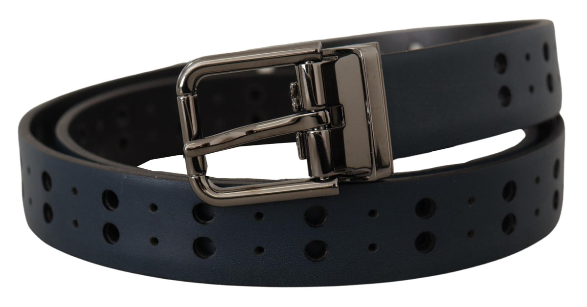 Ceinture élégante en cuir bleu Dolce &amp; Gabbana avec boucle en métal