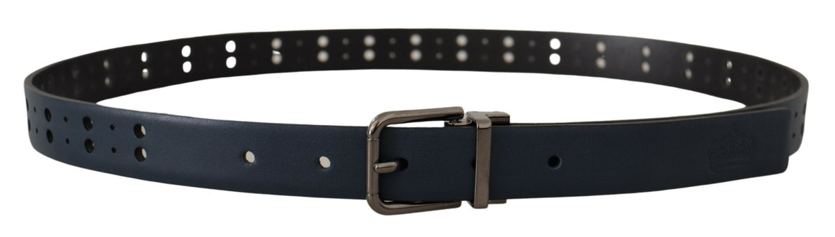 Ceinture élégante en cuir bleu Dolce &amp; Gabbana avec boucle en métal