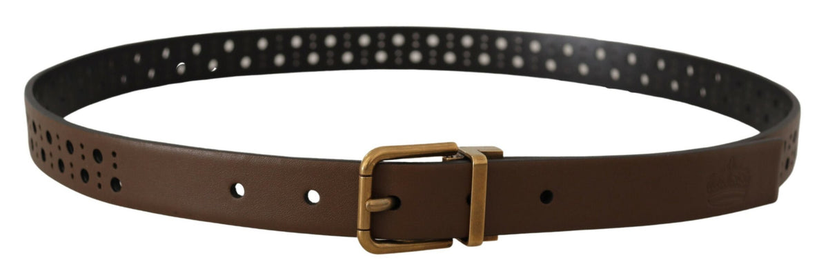 Ceinture élégante en cuir marron avec boucle dorée Dolce &amp; Gabbana