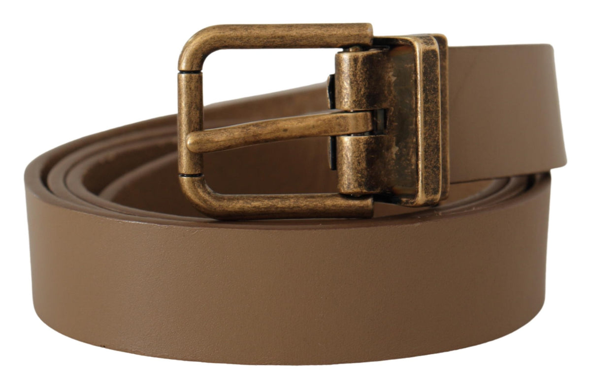 Ceinture élégante en cuir marron Dolce &amp; Gabbana avec boucle en laiton