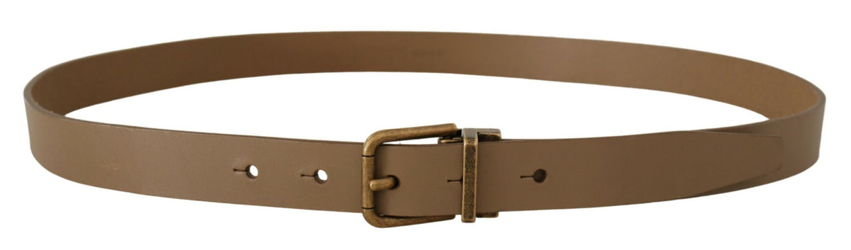 Ceinture élégante en cuir marron Dolce &amp; Gabbana avec boucle en laiton