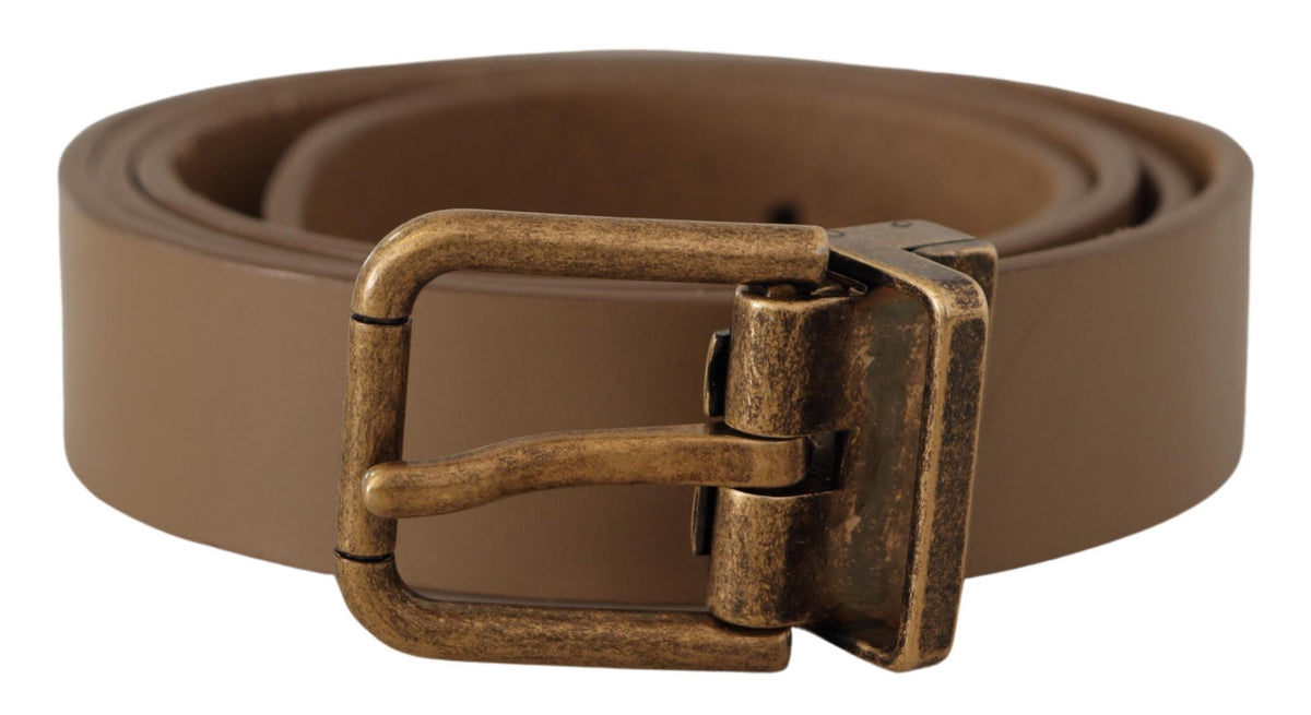 Ceinture élégante en cuir marron Dolce &amp; Gabbana avec boucle en laiton