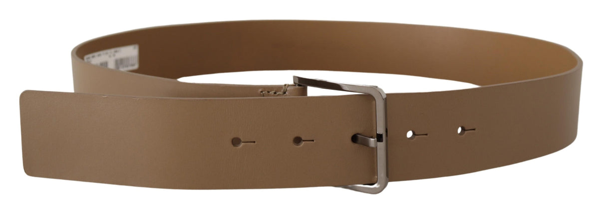 Ceinture en cuir beige Dolce &amp; Gabbana avec boucle argentée