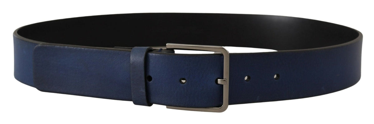 Ceinture élégante en cuir bleu Dolce &amp; Gabbana avec boucle argentée