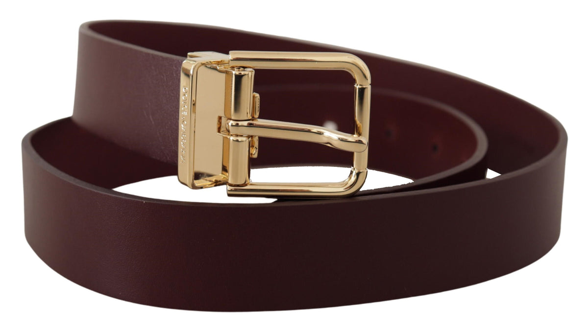 Ceinture élégante en cuir marron Dolce &amp; Gabbana avec boucle dorée