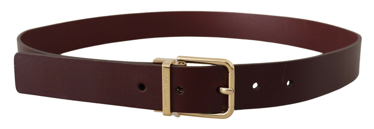 Ceinture élégante en cuir marron Dolce &amp; Gabbana avec boucle dorée