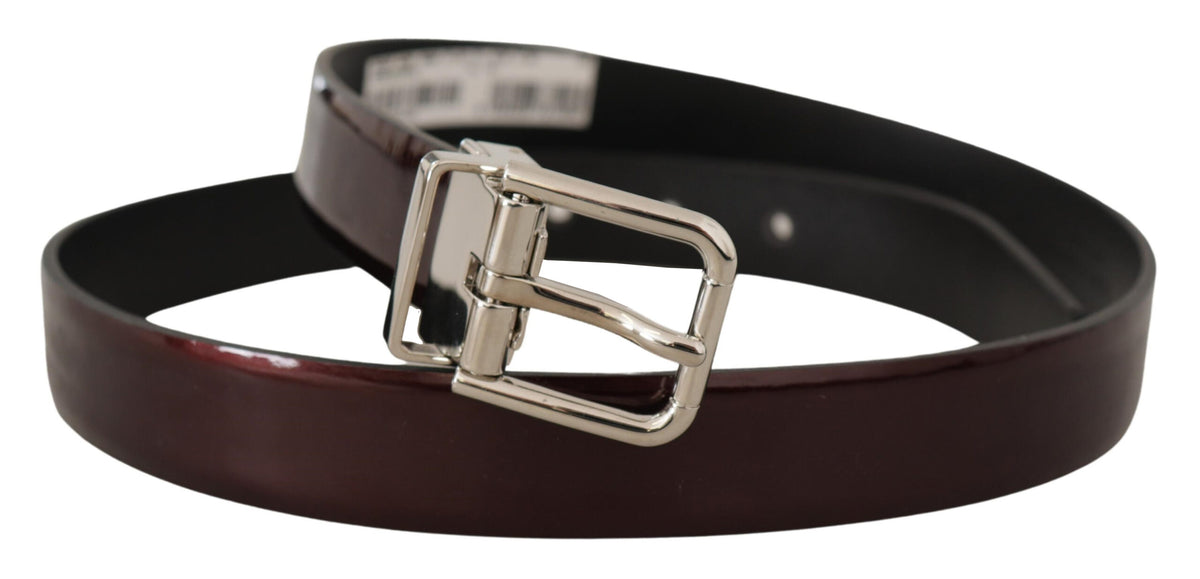 Ceinture élégante en cuir verni marron foncé Dolce &amp; Gabbana