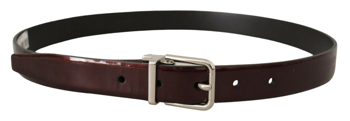 Ceinture élégante en cuir verni marron foncé Dolce &amp; Gabbana