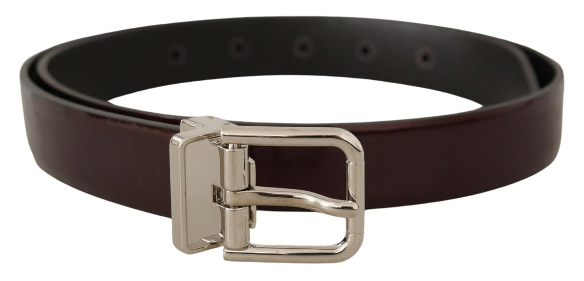 Ceinture élégante en cuir verni marron foncé Dolce &amp; Gabbana