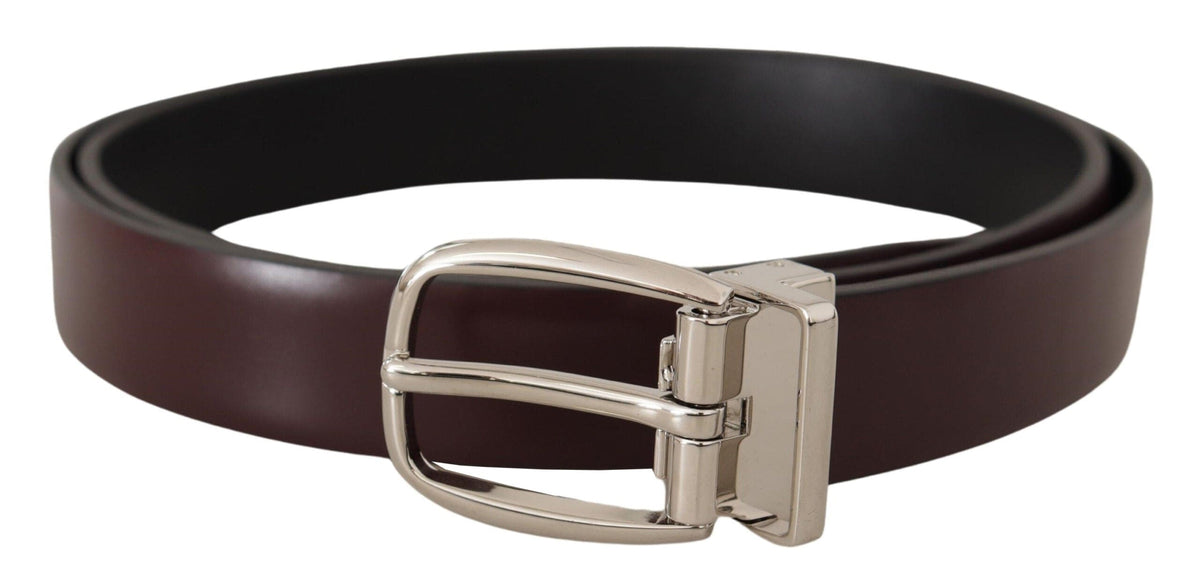 Ceinture élégante en cuir Dolce &amp; Gabbana avec boucle en métal argenté