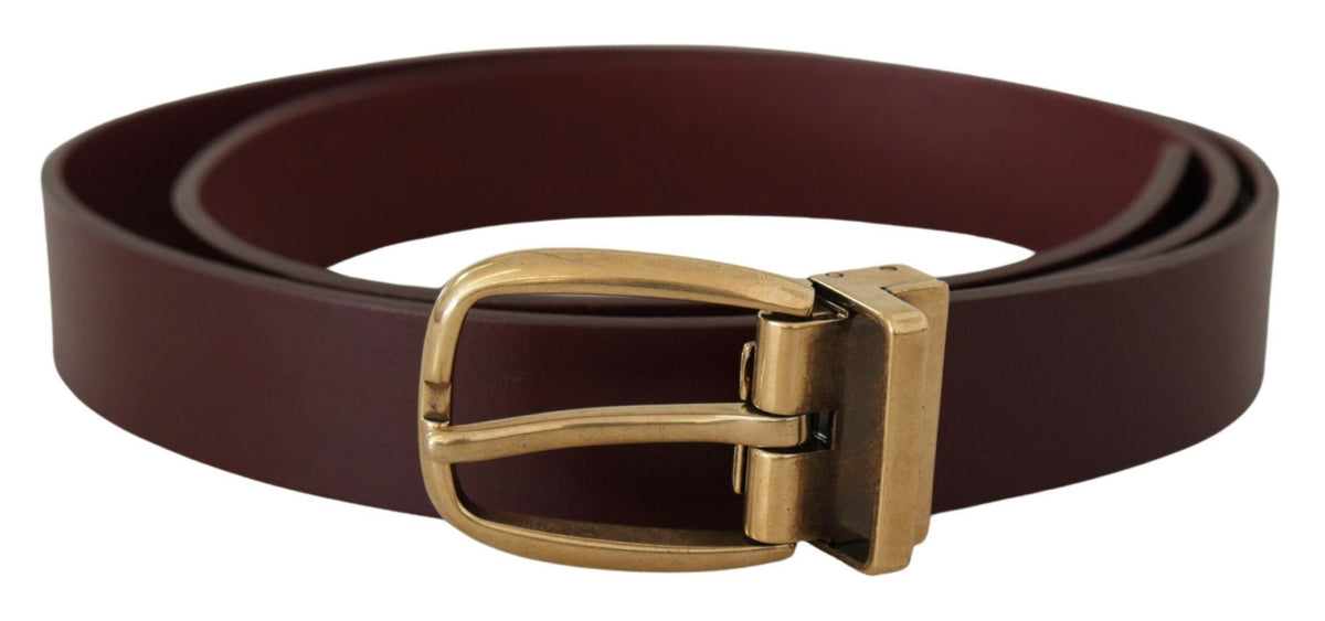 Ceinture élégante en cuir marron avec boucle dorée Dolce &amp; Gabbana