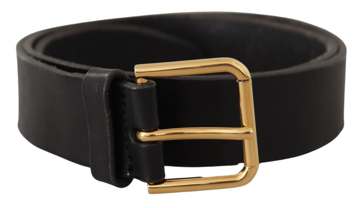 Ceinture élégante en cuir noir Dolce &amp; Gabbana avec boucle en métal