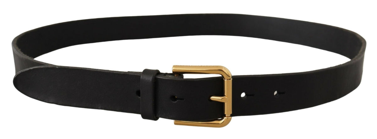 Ceinture élégante en cuir noir Dolce &amp; Gabbana avec boucle en métal