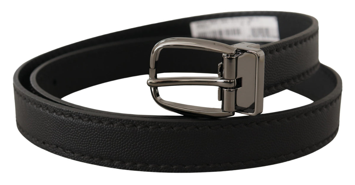 Ceinture élégante en cuir noir Dolce &amp; Gabbana avec boucle en métal