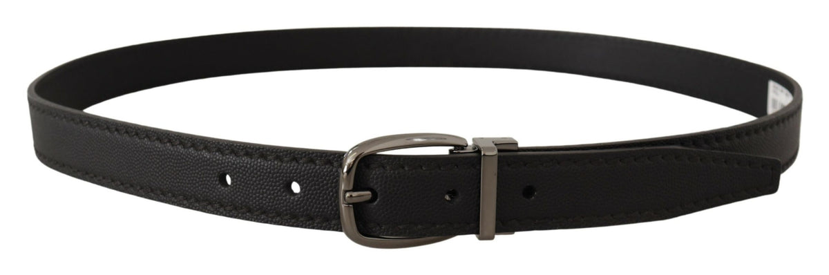 Ceinture élégante en cuir noir Dolce &amp; Gabbana avec boucle en métal