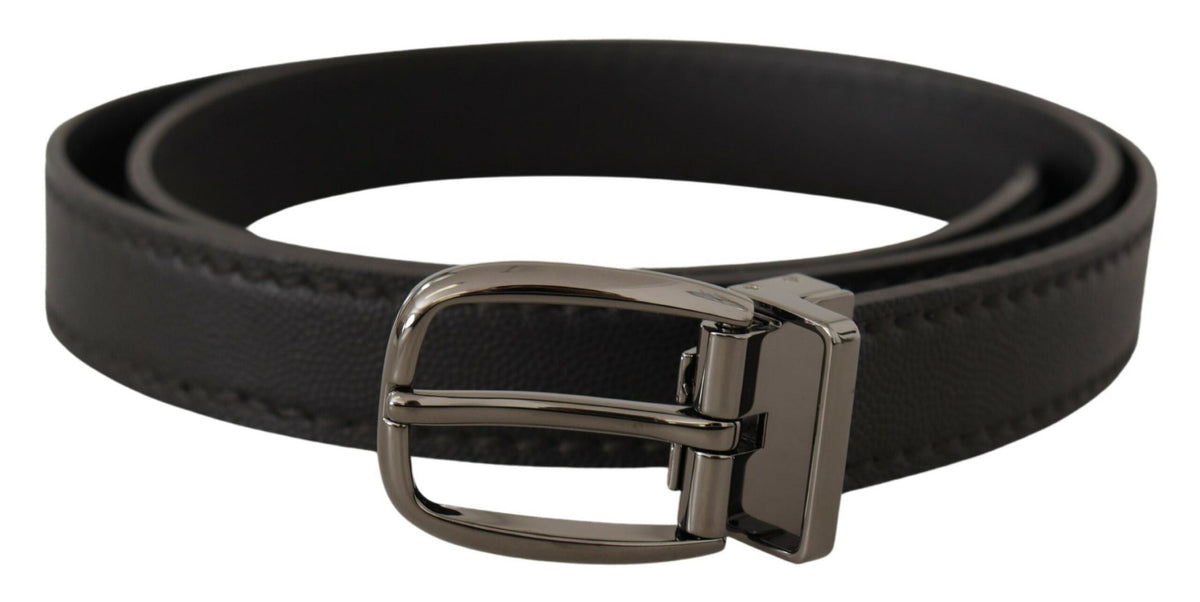 Ceinture élégante en cuir noir Dolce &amp; Gabbana avec boucle en métal