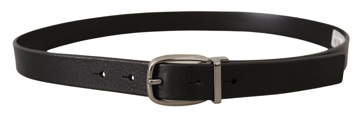 Ceinture élégante en cuir noir Dolce &amp; Gabbana avec boucle en métal