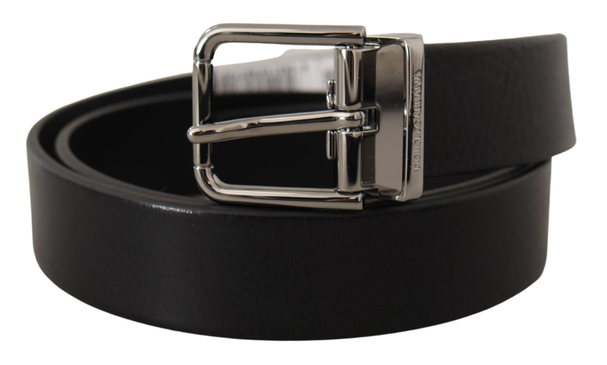 Ceinture élégante en cuir noir Dolce &amp; Gabbana